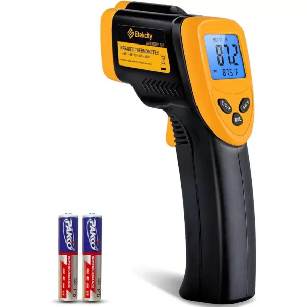 Etekcity Lasergrip 800 Temperature Gun58 to 1382 with 161 DTS Ratio High Laser Temp IR Tool for Cooking Grill Pizza Oven Griddle Engine HVAC Not for Human Light YellowBlack Yellow