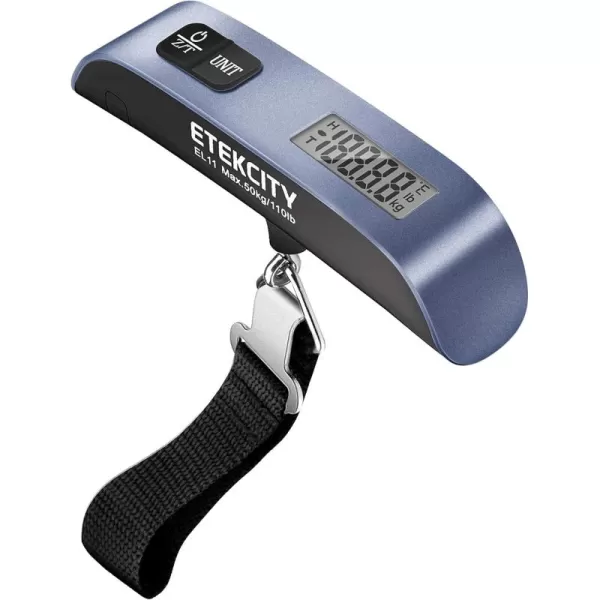 Etekcity Luggage Scale Suitcase Weight Scale with Hook for Travel Essentials Digital Portable Hand Hanging Weigher for Bag Tags 110 Pounds Heavy Duty Battery IncludedBright Blue