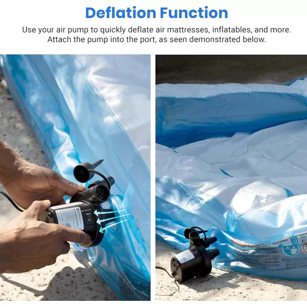 Etekcity Air Pump for Inflatables Portable Electric Air Mattress Pump QuickFill Perfect InflatorDeflator Pump for Couch Pool Floats Blow up Pool Raft Bed Boat Toy with Nozzles 110120V BlackBlack