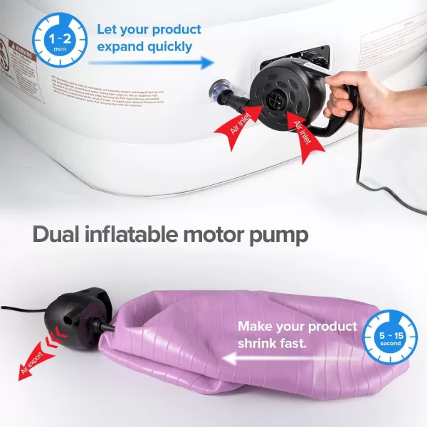 Etekcity Air Pump for Inflatables Portable Electric Air Mattress Pump QuickFill Perfect InflatorDeflator Pump for Couch Pool Floats Blow up Pool Raft Bed Boat Toy with Nozzles 110120V BlackDark Black