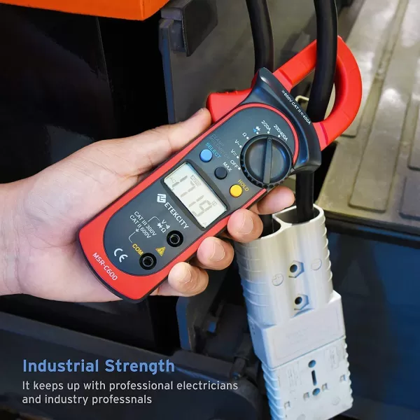 Etekcity Digital Clamp Meter Multimeter AC Current and ACDC Voltage Tester with Amp Volt Ohm Continuity Diode and Resistance Test AutoRanging Red MSRC600Red
