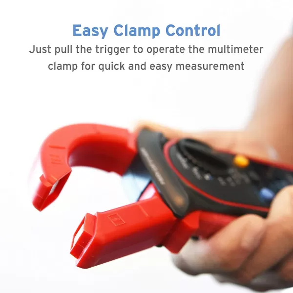 Etekcity Digital Clamp Meter Multimeter AC Current and ACDC Voltage Tester with Amp Volt Ohm Continuity Diode and Resistance Test AutoRanging Red MSRC600Red