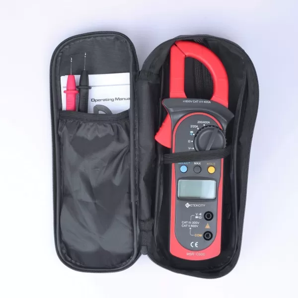 Etekcity Digital Clamp Meter Multimeter AC Current and ACDC Voltage Tester with Amp Volt Ohm Continuity Diode and Resistance Test AutoRanging Red MSRC600Red