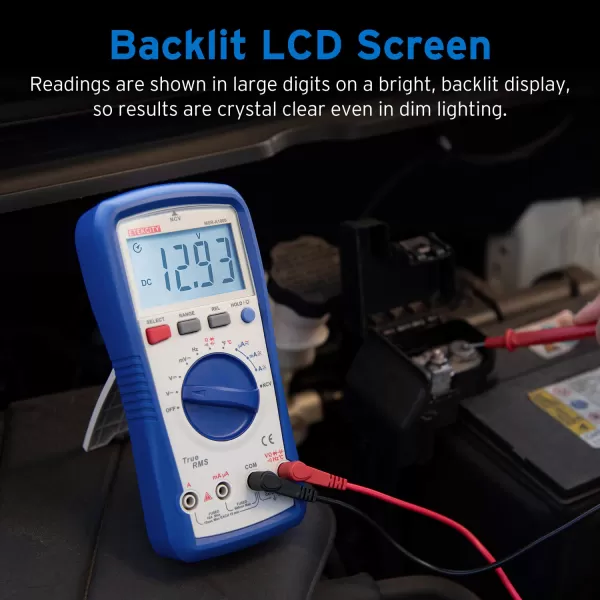 Etekcity Digital Clamp Meter Multimeter AC Current and ACDC Voltage Tester with Amp Volt Ohm Continuity Diode and Resistance Test AutoRanging Red MSRC600Pale Blue