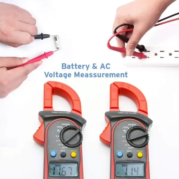 Etekcity Digital Clamp Meter Multimeter AC Current and ACDC Voltage Tester with Amp Volt Ohm Continuity Diode and Resistance Test AutoRanging Red MSRC600Red