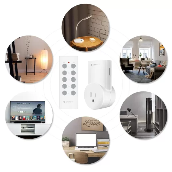Etekcity Wireless Remote Control Outlet Light Switch for Lights Lamps Fans up to 100 Feet Range FCC ampamp ETL Listed Learning Code 5Rx2Tx5Rx2Tx