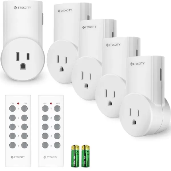 Etekcity Wireless Remote Control Outlet Light Switch for Lights Lamps Fans up to 100 Feet Range FCC ampamp ETL Listed Learning Code 5Rx2Tx5Rx2Tx