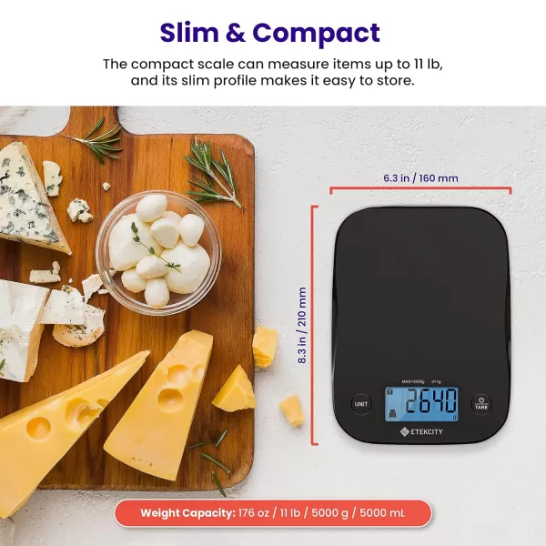 Etekcity Food Kitchen Scale Digital Mechanical Weighing Scale Grams and Oz for Weight LossCooking and Baking BlackBlack