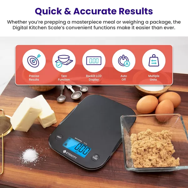 Etekcity Food Kitchen Scale Digital Mechanical Weighing Scale Grams and Oz for Weight LossCooking and Baking BlackBlack