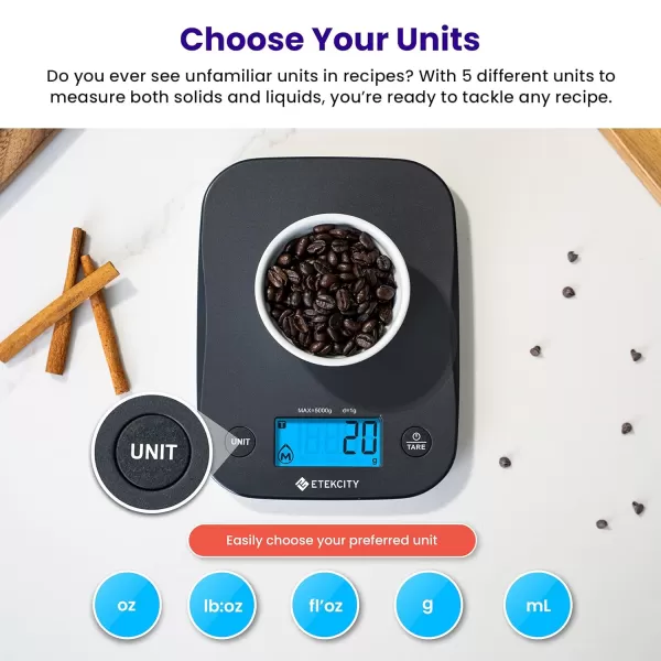 Etekcity Food Kitchen Scale Digital Mechanical Weighing Scale Grams and Oz for Weight LossCooking and Baking BlackBlack