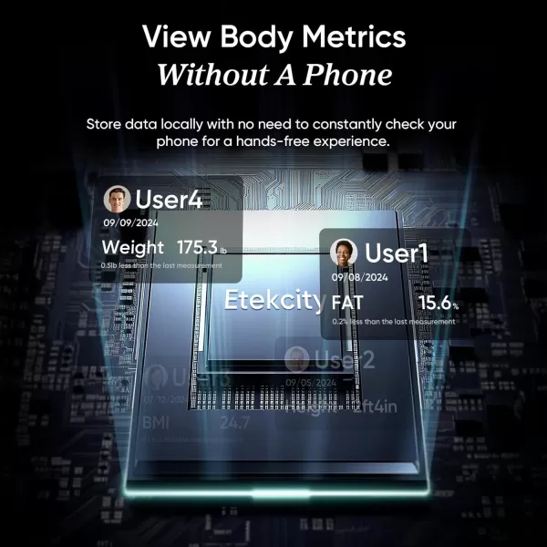 imageEtekcity Smart Scale for Body Weight Bathroom Digital Weighing Scale with BMI Body Fat Muscle Mass High Accuracy with 13 Measurements and Large Display Support Offline Mode and Apps ConnectionSmartBlack