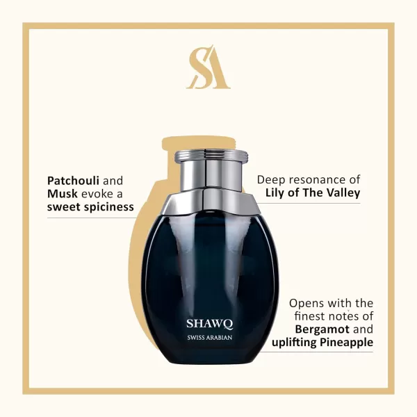 Swiss Arabian Shawq  Luxury Products From Dubai  Long Lasting Addictive Personal EDP Spray Fragrance  Seductive Signature Aroma  34 OzFresh