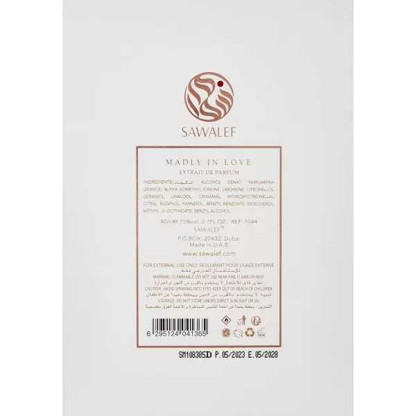 Sawalef Madly In Love by Swiss Arabian  Luxurious Romantic Extrait De Parfum Fragrance  Fresh Lush Luxurious Florals  Notes of Lychee Bergamot Vanilla  Intense LongLasting Scent  27 oz