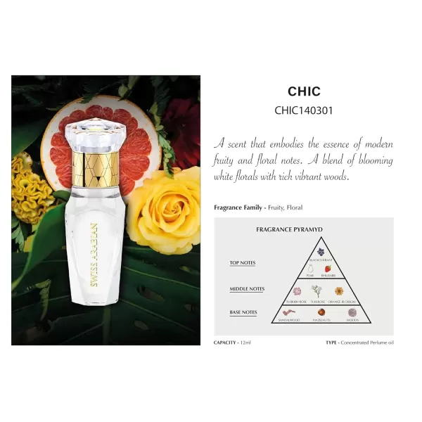 Swiss Arabian Chic For Unisex  Luxury Products From Dubai  Long Lasting Personal Perfume Oil  A Seductive Exceptionally Made Signature Fragrance  The Luxurious Scent Of Arabia  04 OzRose