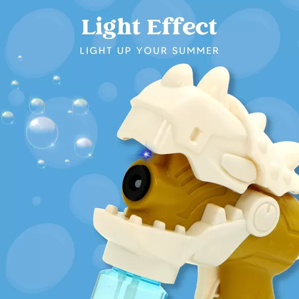 JOYIN 2 Bubble Gun for Kids Automatic Dinosaur Bubble Blower Toys with 2 Bubble Solution Fun Summer Outdoor Party Gift for 4 5 6 7 8 Years Old Toddlers Boys Girls