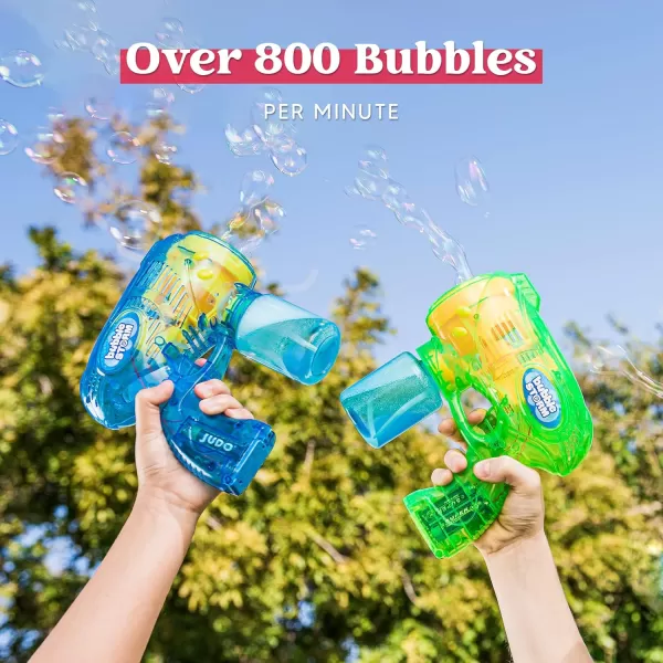 JOYIN 2 Bubble Guns with 2 Bottles Bubble Refill Solution Bubble Machine Gun for Kids Toddlers Bubble Blaster Party Favors Summer Outdoors Activity Wedding Easter Birthday GiftGreenblue
