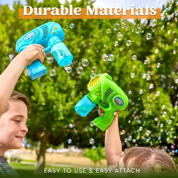 JOYIN 2 Bubble Guns with 2 Bottles Bubble Refill Solution Bubble Machine Gun for Kids Toddlers Bubble Blaster Party Favors Summer Outdoors Activity Wedding Easter Birthday GiftBluegreen