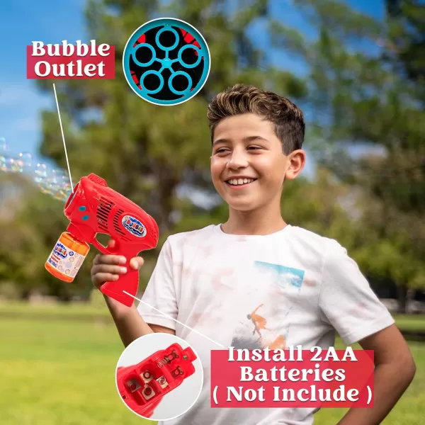 JOYIN 2 Bubble Guns with 2 Bottles Bubble Refill Solution Bubble Machine Gun for Kids Toddlers Bubble Blaster Party Favors Summer Outdoors Activity Wedding Easter Birthday GiftRedblue