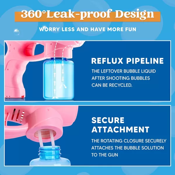 JOYIN 2 Bubble Guns with 2 Bottles Bubble Refill Solution Bubble Machine Gun for Kids Toddlers Bubble Blaster Party Favors Summer Outdoors Activity Wedding Easter Birthday GiftPinkpurple