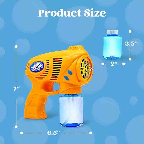 JOYIN 2 Bubble Guns with 2 Bottles Bubble Refill Solution Bubble Machine Gun for Kids Toddlers Bubble Blaster Party Favors Summer Outdoors Activity Wedding Easter Birthday GiftOrangeyellow