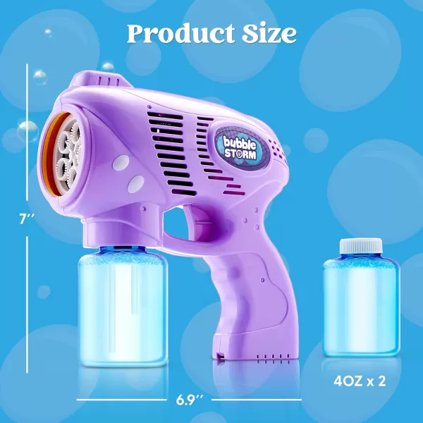 JOYIN 2 Bubble Guns with 2 Bottles Bubble Refill Solution Bubble Machine Gun for Kids Toddlers Bubble Blaster Party Favors Summer Outdoors Activity Wedding Easter Birthday GiftPinkpurple