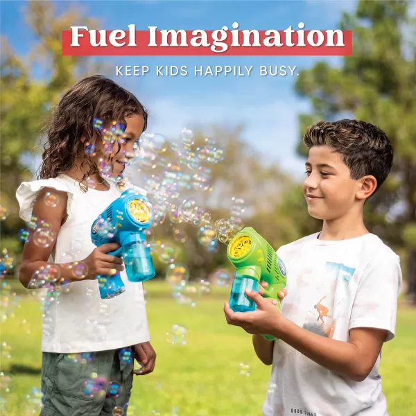 JOYIN 2 Bubble Guns with 2 Bottles Bubble Refill Solution Bubble Machine Gun for Kids Toddlers Bubble Blaster Party Favors Summer Outdoors Activity Wedding Easter Birthday GiftBluegreen