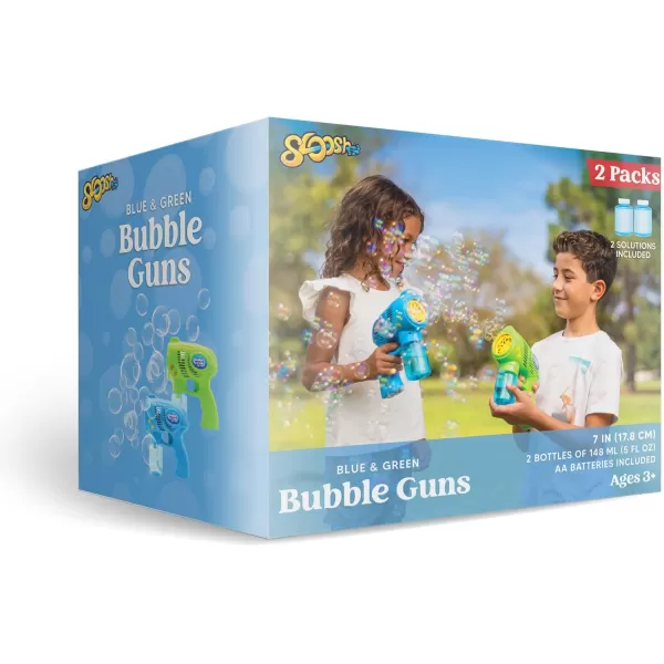 JOYIN 2 Bubble Guns with 2 Bottles Bubble Refill Solution Bubble Machine Gun for Kids Toddlers Bubble Blaster Party Favors Summer Outdoors Activity Wedding Easter Birthday GiftBluegreen