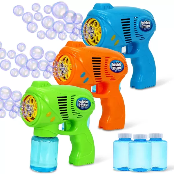 JOYIN 3 Packs Bubble Guns with Rich Bubbles Automatic Bubble Maker Blower Machine with 3 Bubble Solutions for Kids Bubble Party Favors Summer Toy Birthday Outdoor ampamp Indoor Activity EasterSolid