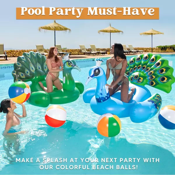 JOYIN 4Pack 20quot Beach Balls  Large Rainbow Beach Ball Inflatable Pool Toys for Party Supplies Decorations Adults Kids Birthday Luau Summer Beach Water Games Beachball Party Favors