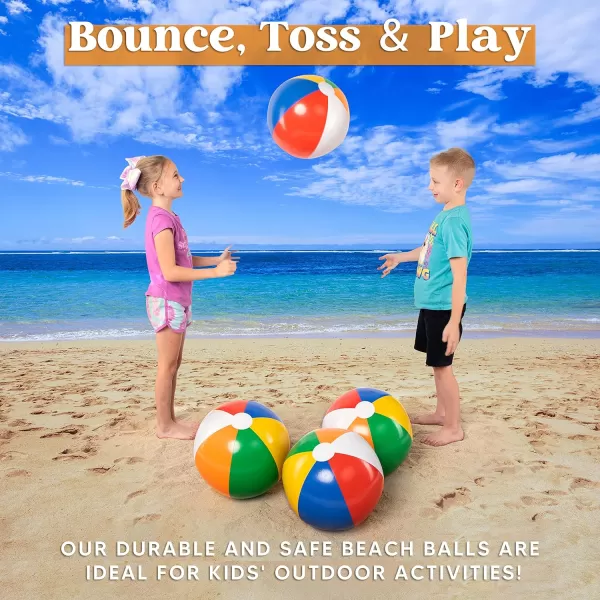 JOYIN 4Pack 20quot Beach Balls  Large Rainbow Beach Ball Inflatable Pool Toys for Party Supplies Decorations Adults Kids Birthday Luau Summer Beach Water Games Beachball Party Favors