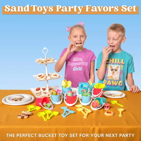 JOYIN Beach Sand Bucket and Shovel Set 12 Sets for Kids Party Favor 3quot Mini Beach and Sand Toys  Use for Sand Molds at The Sandbox