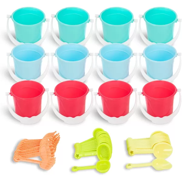 JOYIN Beach Sand Bucket and Shovel Set 12 Sets for Kids Party Favor 3quot Mini Beach and Sand Toys  Use for Sand Molds at The Sandbox