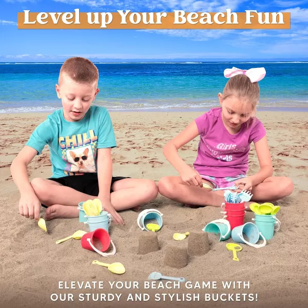 JOYIN Beach Sand Bucket and Shovel Set 12 Sets for Kids Party Favor 3quot Mini Beach and Sand Toys  Use for Sand Molds at The Sandbox