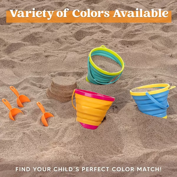 JOYIN Foldable Beach Bucket Set  3 Packs Collapsible Toy Buckets with Shovels and Mesh Backpack for Kids Toddlers Party Camping Gear Travelling Fishing Water Pail PinkPurpleGreenYellowBlueGreen