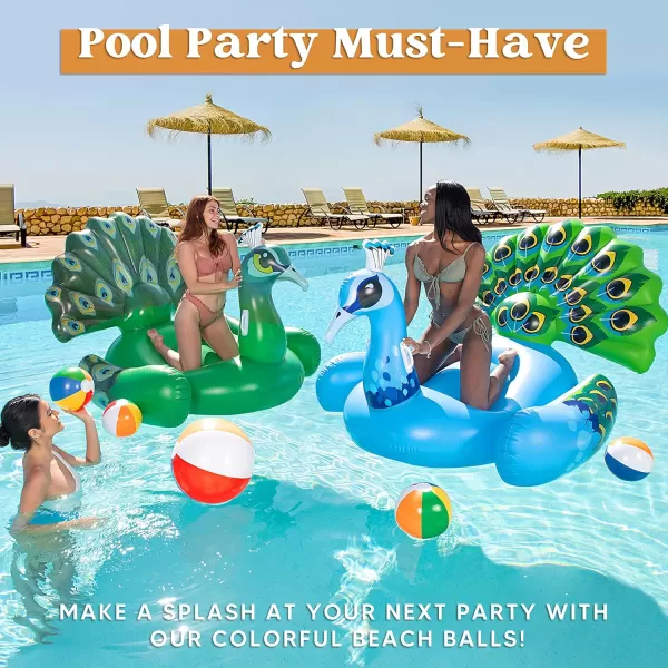 JOYIN Rainbow Beach Balls12 Pack 12 Inflatable Swimming Pool Toys for Summer Water Games Kids Birthday Party Supplies Combo Set Include Inflatable Beach Balls