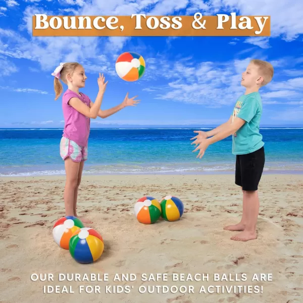 JOYIN Rainbow Beach Balls12 Pack 12 Inflatable Swimming Pool Toys for Summer Water Games Kids Birthday Party Supplies Combo Set Include Inflatable Beach Balls