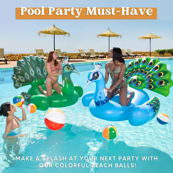 JOYIN Rainbow Beach Balls18 Pack Inflatable Swimming Pool Toys for Summer Water Games Kids Birthday Party Supplies Combo Set Include Inflatable Beach Balls in 20 6 16 6 and 12 6