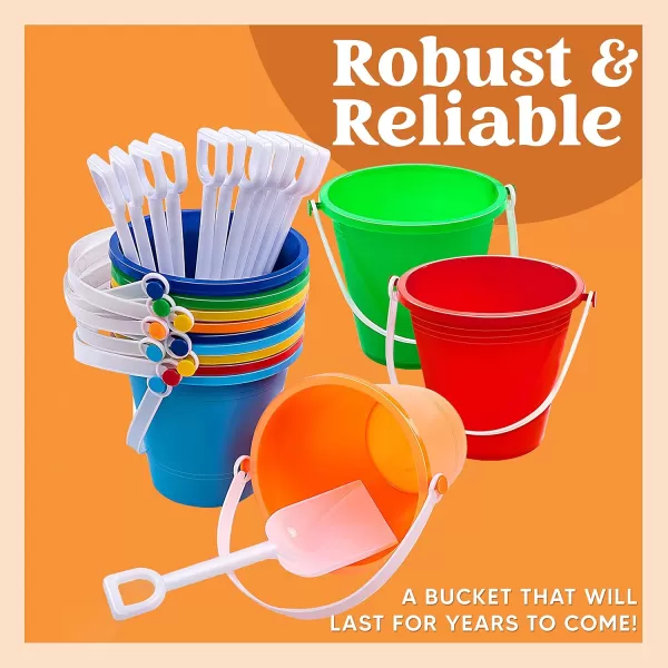 Sloosh 12 Sets Sand Buckets with Shovels for Kids Beach Pails Toys Party Favors Pail Set Plastic Bucket with Handles