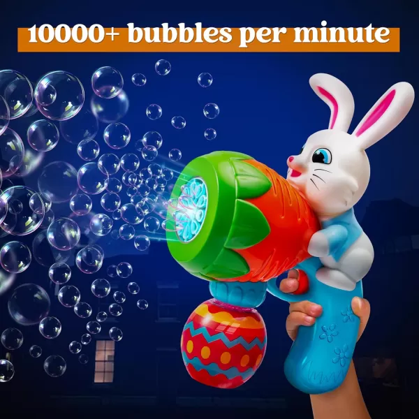 Sloosh 2 Packs Easter Bunny Bubble Gun for Toddlers 3 Light Up Bunny Bubble Blower with 12 Bubble Refill Solution for Kids Ages 48 Bubble Machine Gun for Birthday Party Gifts Outdoor Easter