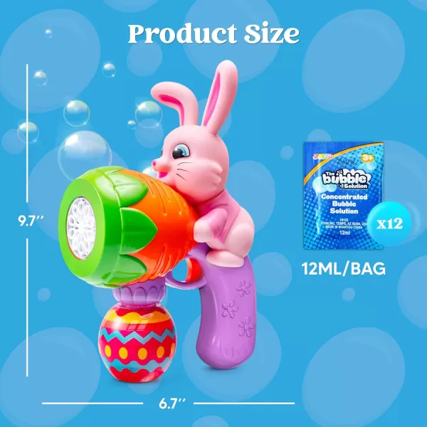 Sloosh 2 Packs Easter Bunny Bubble Gun for Toddlers 3 Light Up Bunny Bubble Blower with 12 Bubble Refill Solution for Kids Ages 48 Bubble Machine Gun for Birthday Party Gifts Outdoor Easter