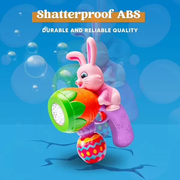 Sloosh 2 Packs Easter Bunny Bubble Gun for Toddlers 3 Light Up Bunny Bubble Blower with 12 Bubble Refill Solution for Kids Ages 48 Bubble Machine Gun for Birthday Party Gifts Outdoor Easter