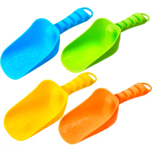 Sloosh Beach Sand Shovels for Kids  4 Packs Shovels Colorful Scoops Travel Sand Toys for Toddlers Kids Outdoor Digging Play Heavy Duty Plastic Garden Planting Shovels Spades Sets Sandbox Toys