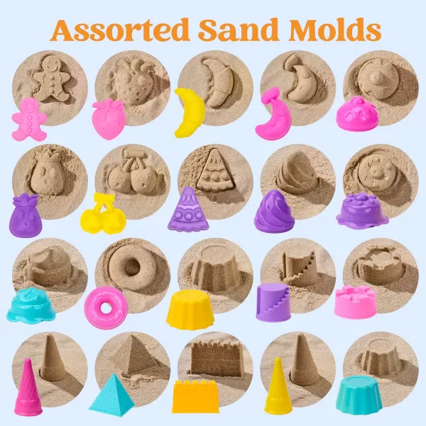 Sloosh Beach Sand Toys Set  Pink Dump Truck Car Toys with Sand Molds Toddlers Outdoor Play Collapsible Buckets Mesh Bag Sand Shovels Castle Ice Cream Mold Sets Kids Ages Sandbox Toys FoodsFoods