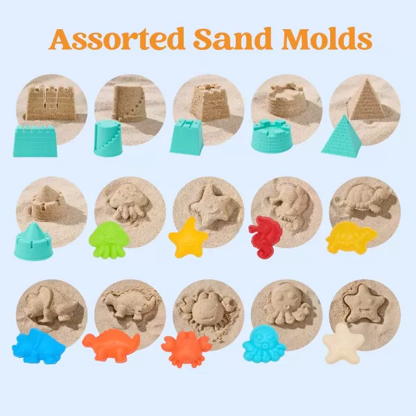 Sloosh Beach Sand Toys Set  Pink Dump Truck Car Toys with Sand Molds Toddlers Outdoor Play Collapsible Buckets Mesh Bag Sand Shovels Castle Ice Cream Mold Sets Kids Ages Sandbox Toys FoodsAnimals