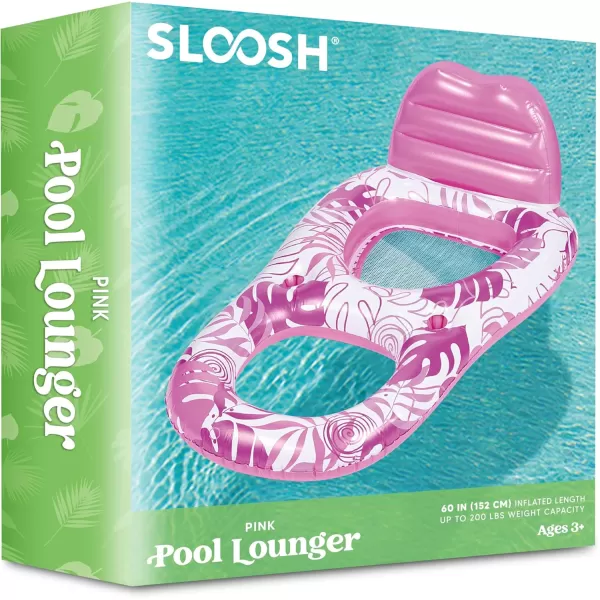 Sloosh Inflatable Pool Floats Lounger Adult Pool Float Lounge Raft Floaties Water Floating Recliner Chair with Cup Holders Foot Rest Swimming Pool FloatyPink