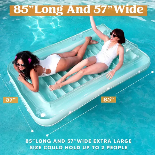 Sloosh Inflatable Tanning Pool Lounge Float 70quot x 46quot Suntan Tub Raft Floatie Tanning Pool with Pillow Personal Pool Lounger for Adult Summer Water Party LBlueCyan