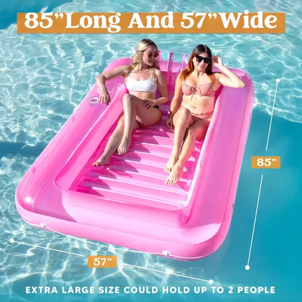 Sloosh Inflatable Tanning Pool Lounge Float 70quot x 46quot Suntan Tub Raft Floatie Tanning Pool with Pillow Personal Pool Lounger for Adult Summer Water Party LBluePink