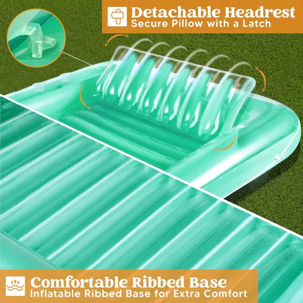 Sloosh Inflatable Tanning Pool Lounge Float 70quot x 46quot Suntan Tub Raft Floatie Tanning Pool with Pillow Personal Pool Lounger for Adult Summer Water Party LBlueCyan