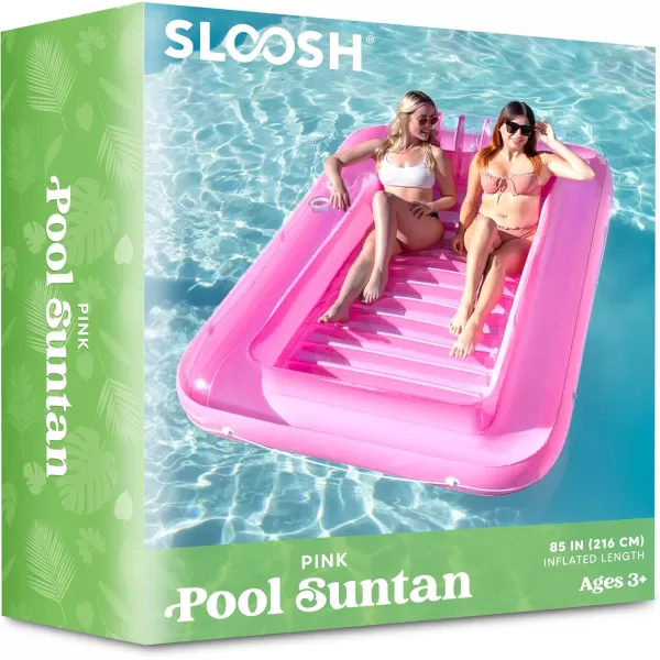 Sloosh Inflatable Tanning Pool Lounge Float 70quot x 46quot Suntan Tub Raft Floatie Tanning Pool with Pillow Personal Pool Lounger for Adult Summer Water Party LBluePink