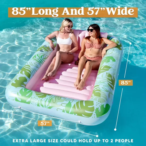 Sloosh Inflatable Tanning Pool Lounger Float for Adults 70quot x 46quot Large Suntan Tub Pool Floats Sun Tan Tub Ice Bath Tub Tanning Bed Blow up Pool Raft Lounge Floatie LBlueCyan Pink